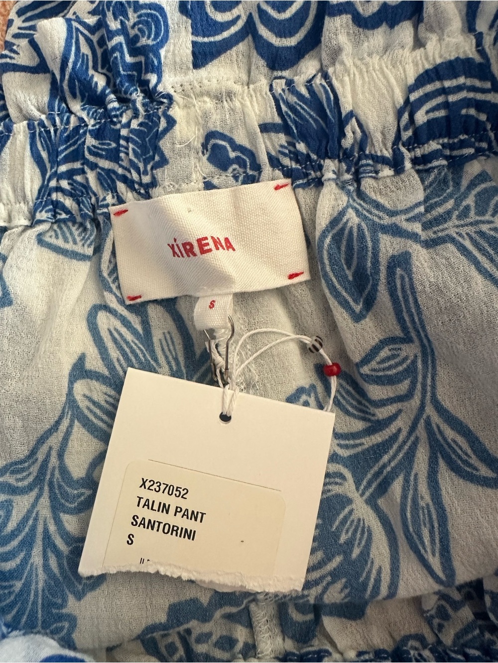 NWT Xirena Talin pant Santorini paisley print blue and white size S 100% cotton - Picture 2 of 8